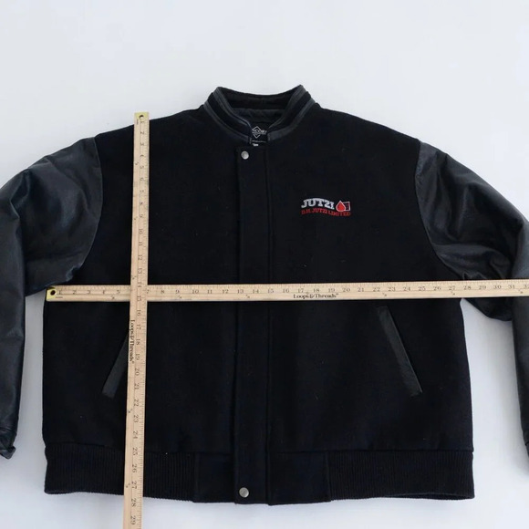 VTG Concord Coordinates Black Jutzi Limited Logo Leather And Wool Varsity Bomber - Picture 4 of 12